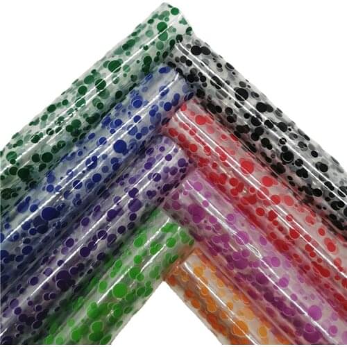 Polka Dots Printed Jelly Sheets See Through Leather Transparent TPU Faux Leather Sheets for Bows Earrings Bags 21X29CM GM2295A