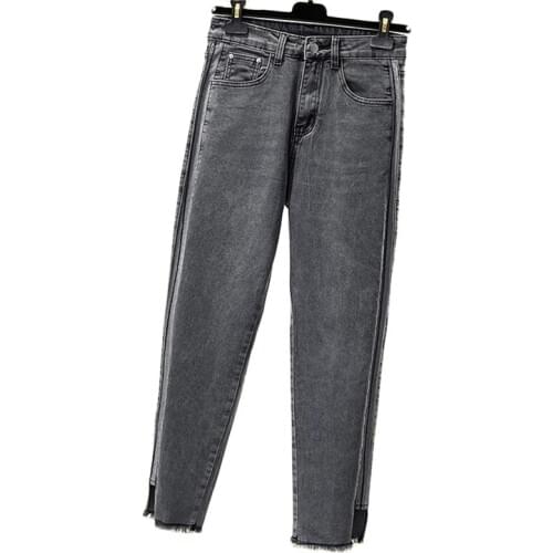 Plus size Womens Stretch Jeans 100 kg Nine points Pants Spring Autumn Korean Style Small Feet Pants Ladies Basic Slim Jeans 4XL