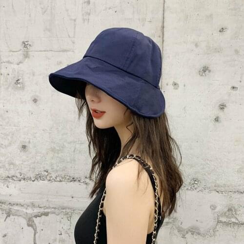 Hat Female Summer Sun Protection Hat Japanese Fisherman Hat Sun Hat Outdoor Big Head Circumference Basin Hat Dome Solid Color
