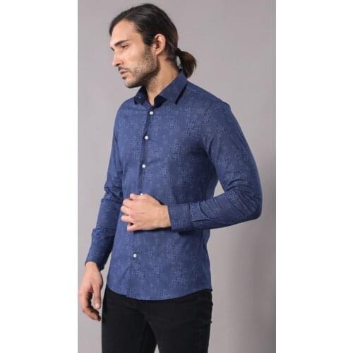 Floral Pattern Blue Shirt Wessi