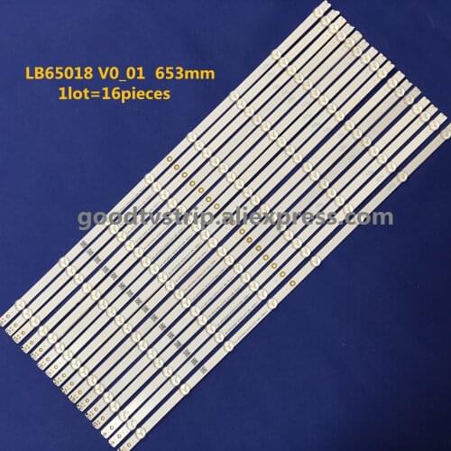 New 16 PCS/lot 8LED 653mm LED backlight strip D65U-D2 D65-D2 E65X-C2 LB65018 V0_01