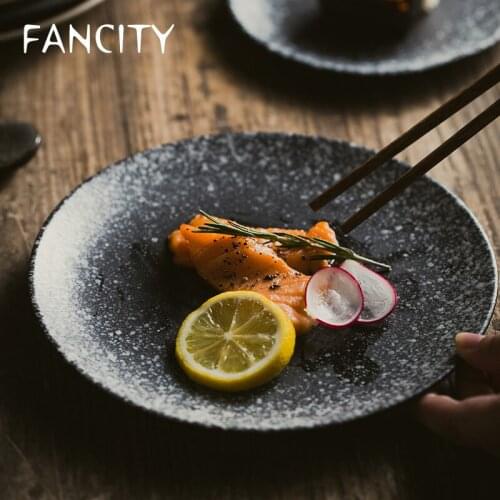FANCITY Restaurant bone dishes, dishes, home flat plates, ceramic dishes, snack plates