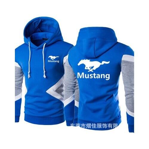 New Spring Autumn Mustang Logo Fashion Hoodies Patchwork Men Pullover Sweatshirts Casual Cotton Hoody 5 Colors