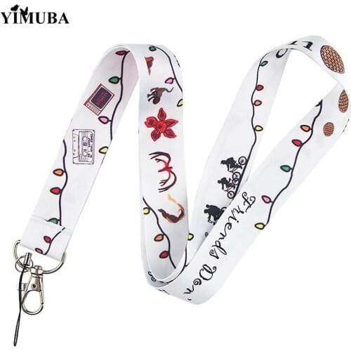 YIMUBA Stranger Things Eleven Keychain Lanyards for Mobile Phone USB ID Card Badge Holder Friends don't Lie Harajuku Key Straps