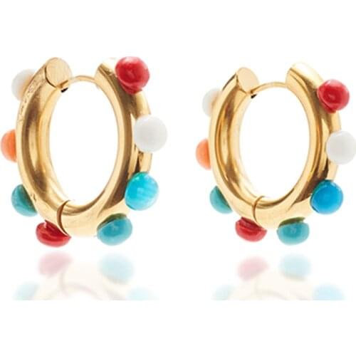 Women CZ Rainbow Earrings Cubic Zirconia Ear Bangle Set For Girls Fashion Gold-color Hoop Clip On Earcuff Type Earrings Jewelry