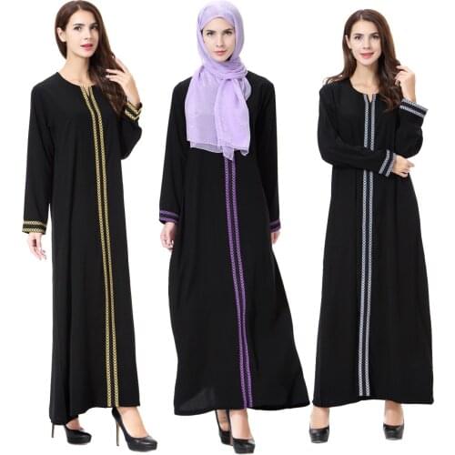 Ropa Arabe Mujer O Neck Long Sleeve Dubai Turkish Abayas for women Patchwork Hijab Dress islamic dress kaftans
