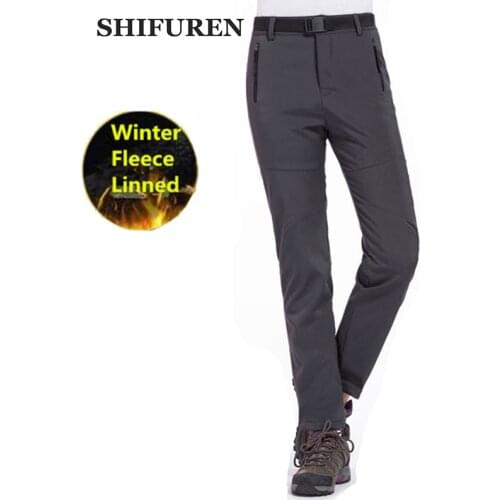 SHIFUREN Winter Women Outdoor Hiking Pants Waterproof Windproof Thermal Fleece Softshell Pants Female Trekking Camping Pants