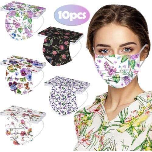 10pcs Mix Cosplay Disposable Mascarilla Adult Fashion Floral Printed Bandana Facial Decor Masque Halloween Cosplay