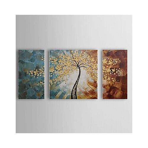 3 pcs Hand Painted Canvas Painting-Botanical Tree- Floral Oil Painting Wall Art-Modern Canvas Art Wall Decor