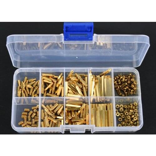 320Pcs Brass Hex Standoff Brass M2 Type Spacer Standoff Nut Screw Assortment Set Male Female