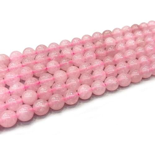 4mm 6mm 8mm 10mm 12mm Pink Rose Color Jewelry Findings Round Natural Stone Quartz Beads for Diy Bracelet Necklace