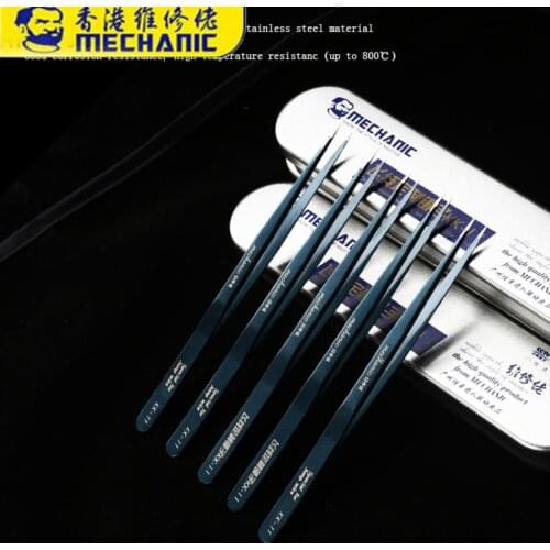 5PCS MECHANIC Custom-made Tweezers for Jump Wire KK-11 High Tenacity Heat Resistance Tweezers For Phone Motherboard Repair Tool