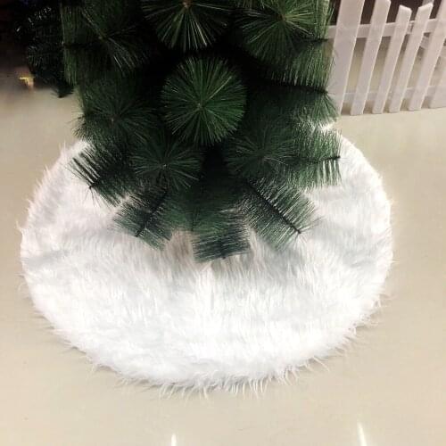 White Christmas Tree Skirt Plush Faux Fur Carpet Xmas Floor Mat Ornaments Merry Christmas New Year Christmas Tree Decoration