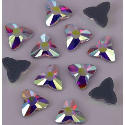 Lead Free High Quality 6mm Crystal AB Orchid Flat Back Hotfix Rhinestones / Iron On Flat Back Crystals