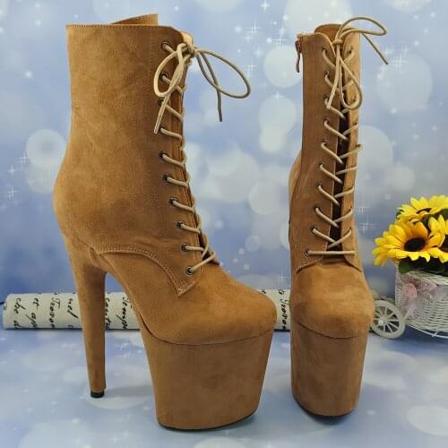 Leecabe 20CM/8inches Pole dance shoes High Heel platform Boots closed toe Pole Dance boot