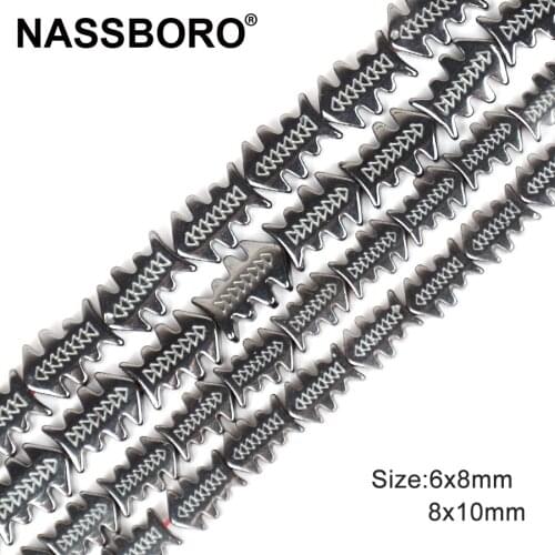 Natural Fish Bone Shape Hematite Beads Black Loose Spacer Stone Beads Necklace Earrings Bracelet Jewelry Making DIY Accessories