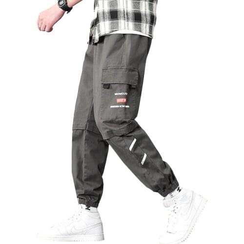 Ribbons Harem Joggers Men Cargo Pants Streetwear 2021 Hip Hop Casual Pockets Track Pants Male Harajuku Fashion Trousers