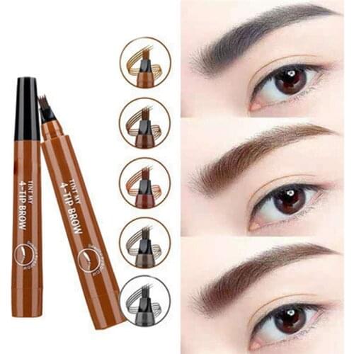 1Pc Waterproof Natural Eyebrow Pen Four-claw Eye Brow Tint Makeup three Colors Eyebrow Pencil Brown Black Grey Brush Cosmetics