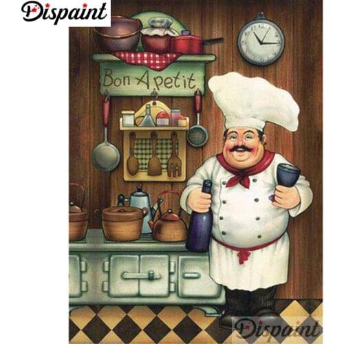 Dispaint Full Square/Round Drill 5D DIY Diamond Painting "Cartoon chef scenery"3D Embroidery Cross Stitch Home Decor Gift A18428