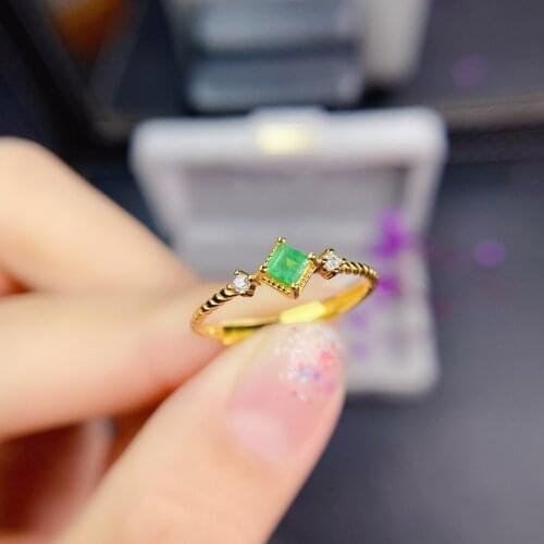 SHILOVEM 925 sterling silver real Natural Emerald rings classic fine Jewelry new wedding wholesale gift 3mm jcj0303554agml