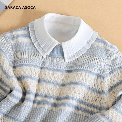 LadiesDouble Fold Collar Detachable Fake Collars Womens Adjustable Bust White Fake Shirt Collar A491