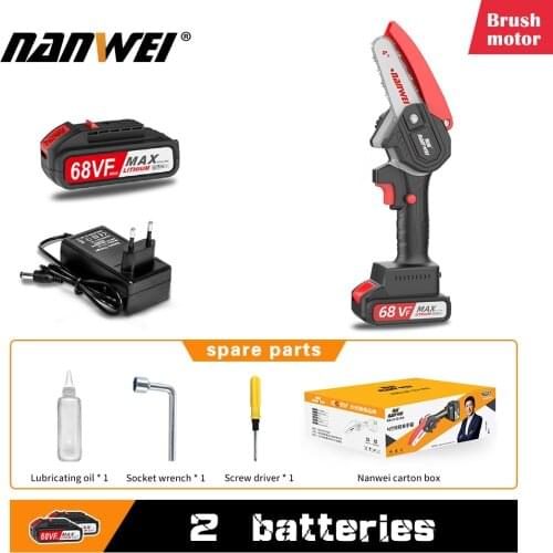 NANWEI 4 Inch Mini Electric Chain Saw With 2PC Battery Woodworking Pruning One-handed Garden Tool Rechargeable