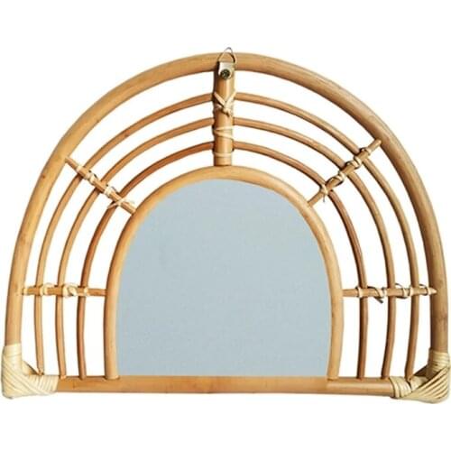 Rattan Wall Mirror Innovative Art Decor Dressing Makeup Mirrors For Entryways Washrooms Living Rooms Bathroom Mirrors
