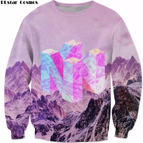 PLstar Cosmos 2019 Newest Fashion Mens Pullovers Nintendo 64 Vaporwave Snowy Mountain Collection 3d Print Crewneck Sweatshirt