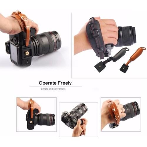 PU Leather Camera Hand Band Wrist Strap Belt with Metal Quick Release Plate for Canon 750D 5DIV 700D 1300D 1200D 100D 77D 7D2 6D