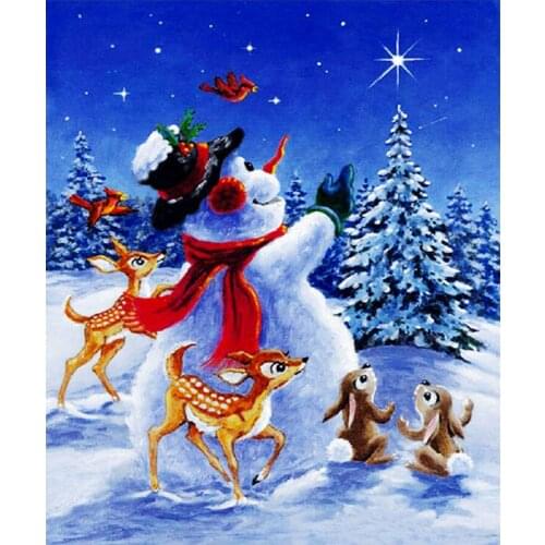Snowmen Animal Snow Scenic Diamond Painting Cartoon Round Full Drill 5D Nouveaute DIY Mosaic Embroidery Cross Stitch Home Decor