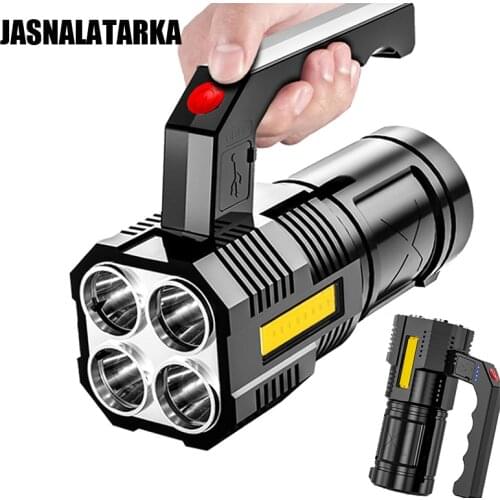 High Power Led Flashlight Camping Hiking Lamps Powerful Flashlights Waterproof USB Rechargeable 4 lights Portable Strong Light