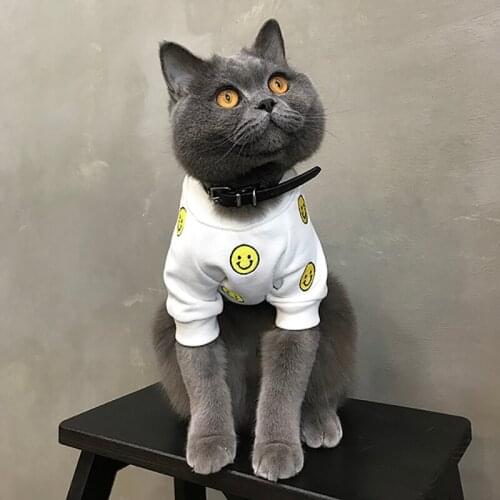 Four color Pet Dog Hoodies Clothes Smile pattern dogs Sweatshirt For Small Dogs Casual Puppy Cat French Bulldog Bichon Clothing