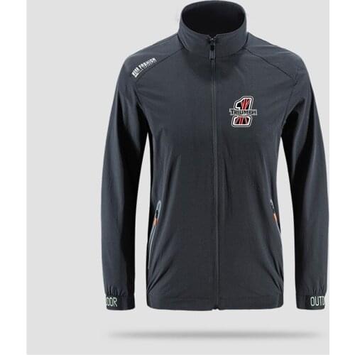 Triumph Motorsport Racing NO.1 Slim Sport Outdoor Zippered Comfortable Soft Jacket Mens Casual Front Printing Asian Size