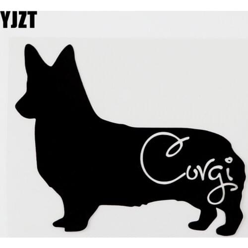 YJZT 13.6CMX11.3CM Interesting Animal Corgi Vinyl Car Sticker Decal Black/Silver 8C-0149