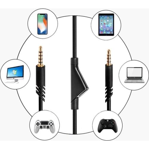 Replacement 3.5mm Audio Aux Cable for Logitech Astro A10 A40 A30 Headsets TPE Mute Remote Audio Cord High Quality