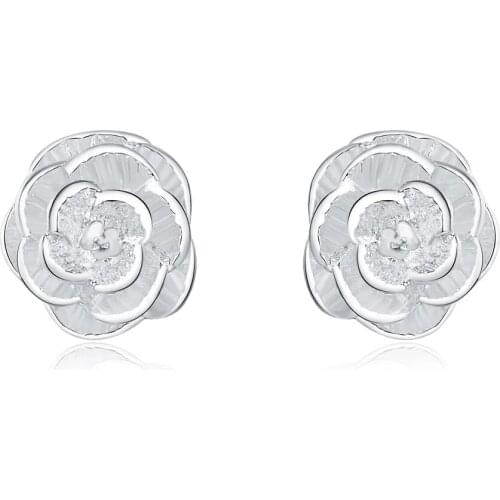 925 sterling silver fashion romantic love blooming multi-flower rose earrings wedding party ladies jewelry