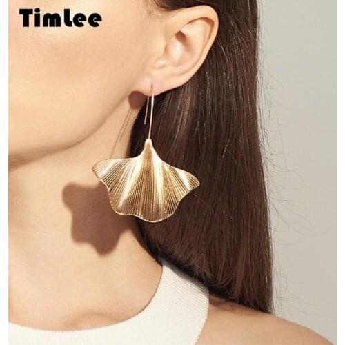 Timlee E298 Free shipping Personality Originality Exaggeration Leaf Alloy Drop Earring Popular Jewelry Wholesale