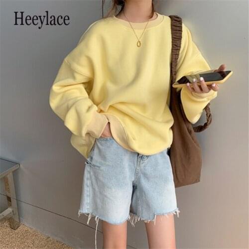 Women Sweatshirts Spring Autumn 2021 New Pullovers Oversized Fashionable Korean Pop Jumper Thicken Lady Tops