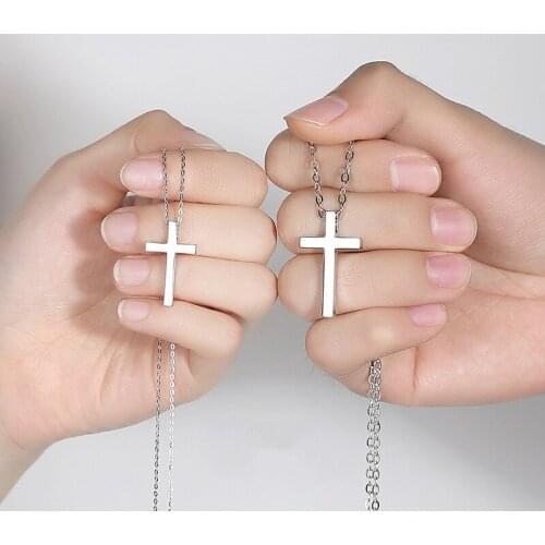 2020 S925 Sterling Silver Cross Necklace Couple a Pair of Vintage Jesus Pendant Clavicle Chain Lover Gift Jewelry for Women