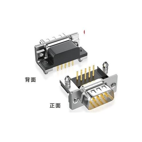 1PCS 3U Gold Plated Solid Pin DR9 MALE feMALE PCB Mount serial port CONNECTOR RIGHT ANGLE DB9 D-Sub RS232 COM CONNECTORS Adapter