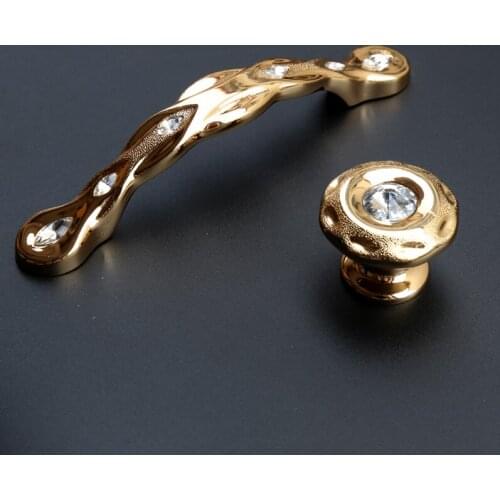 128mm fashion deluxe Rhinestones wine cabinet wardrobe door handle gold glass diamond cupboard Tv cabinet drawer crystal knob 5"