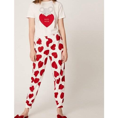 2020sexy Lingerie for Women Pajamas Set Women Love Printed Homewear Simple Cotton Short-sleeved Pajamas Set Cotton Pajamas Women