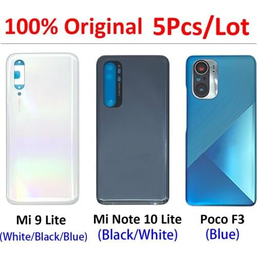 5Pcs/Lot，100% Original Replacement Glass Battery Back Cover Case With Adhesive For Xiaomi Mi 9 Lite / Poco F3 / Mi Note 10 Lite
