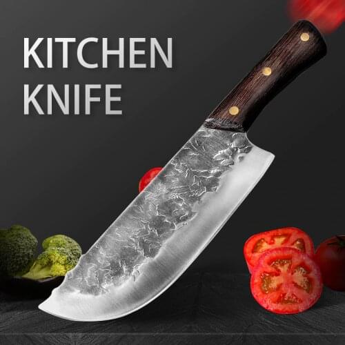 7.7" Chef Knife Handmade Forged Bone Chopper Chinese Kitchen Knife 5CR15 High Carbon Steel Steel Cooking Tools