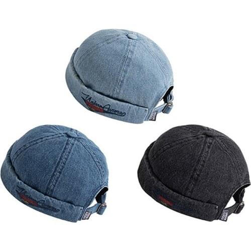 Clape New Spring Brimless Hats Denim Docker Hat Hip Hop Beanie Skullcap Street Women Men Casual Solid Pumpkin Portable Melon Cap