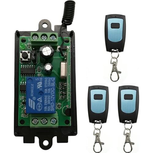 DC 9V 12V 24V 1 CH 1CH Remote Control Light Switch Relay Output Radio Receiver Module and Waterproof Transmitte Garage Doors