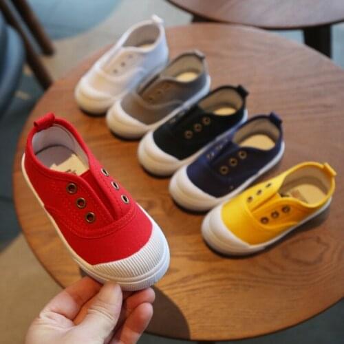 Kids Shoes Candy Color Childrens Casual Canvas Sneakers Soft Fashion Boy Sneakers Casual Breathable Girls Slip-on Shoes