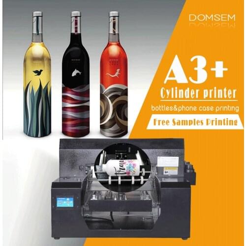 DOMSEM UV Printer Multi A3 Inkjet Printers Flatbed Cylinder Printing Machine for Bottle Phone Case Wood Acrylic