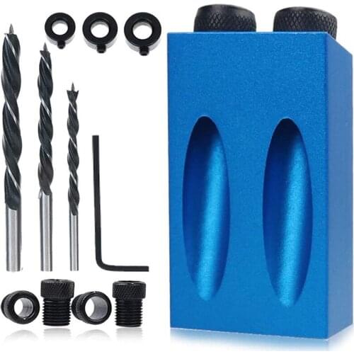 15 Degree Oblique Hole Locator Angle Drilling Locator Aluminium Woodworking Drill Bits Jig Clamp Kit Guide Wood Hand Tools