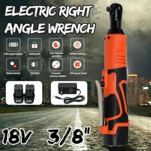 100N.m 18V Lithium Battery Rechargeable Electric Wrench Portable 3/8 Ratchet Wrench 90 Degree Power Tool Wrench Repair Tool
